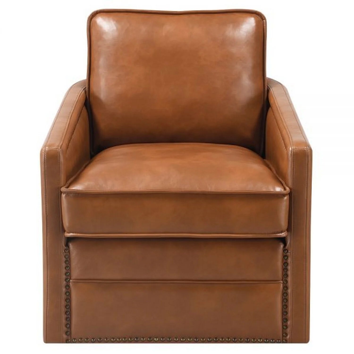 Brown Faux Leather Swivel Accent Chair F15467