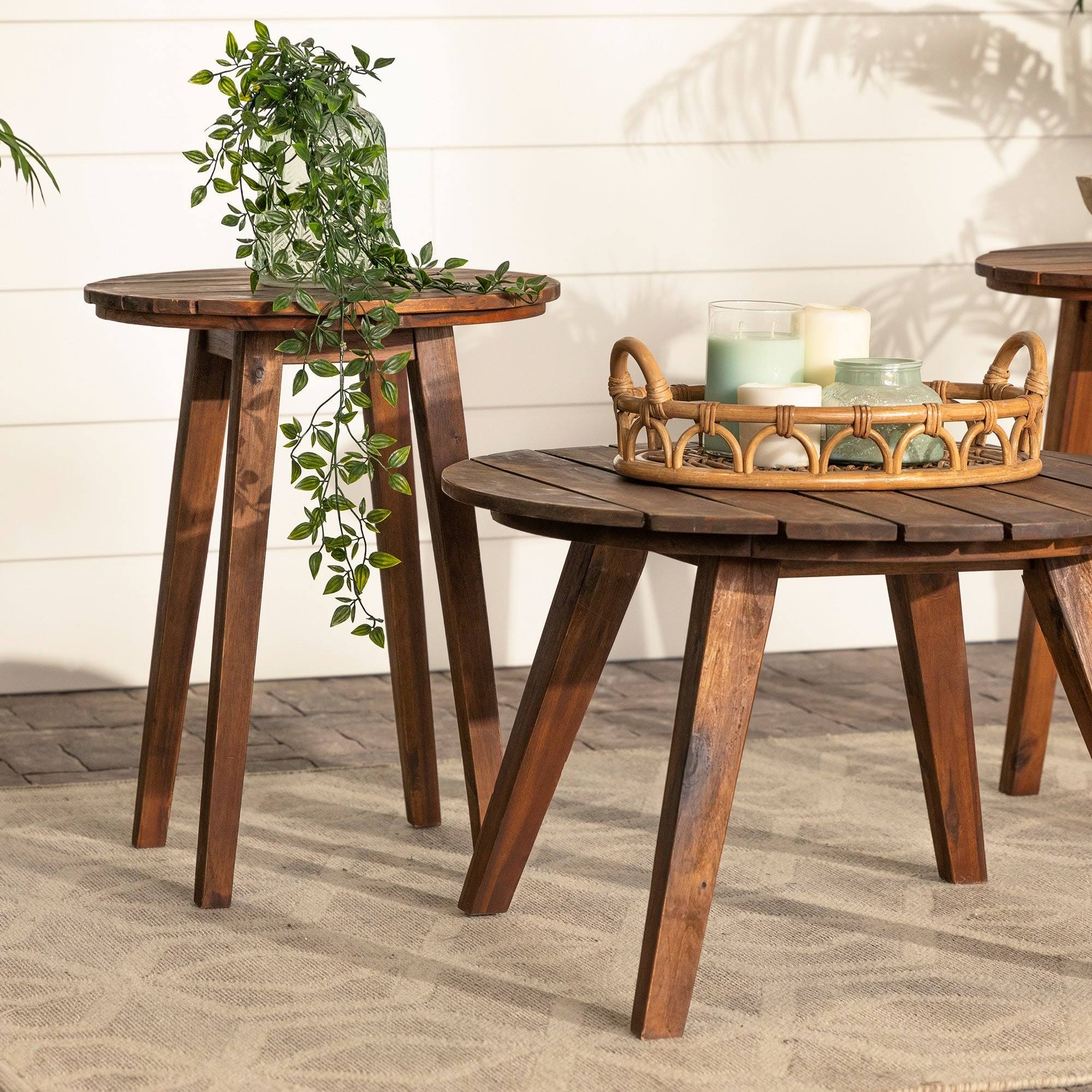 3-Piece Round Acacia Patio Table Set B455417