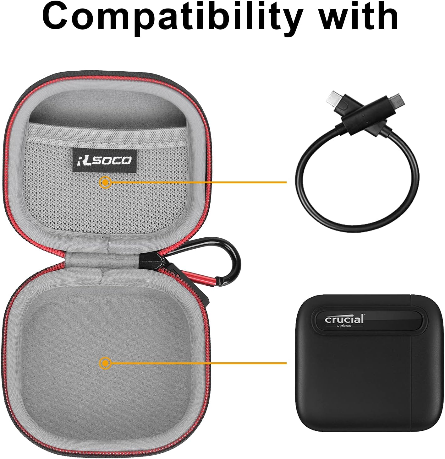 Hard Case for Crucial X6 1TB Portable SSD U1893