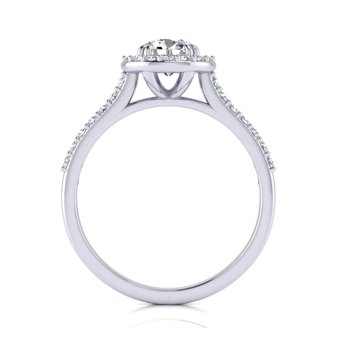 1 Carat Lab Grown Halo Diamond Engagement Ring In 14K White Gold N9266