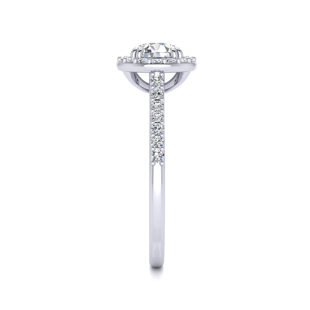 1 Carat Lab Grown Halo Diamond Engagement Ring In 14K White Gold N9266