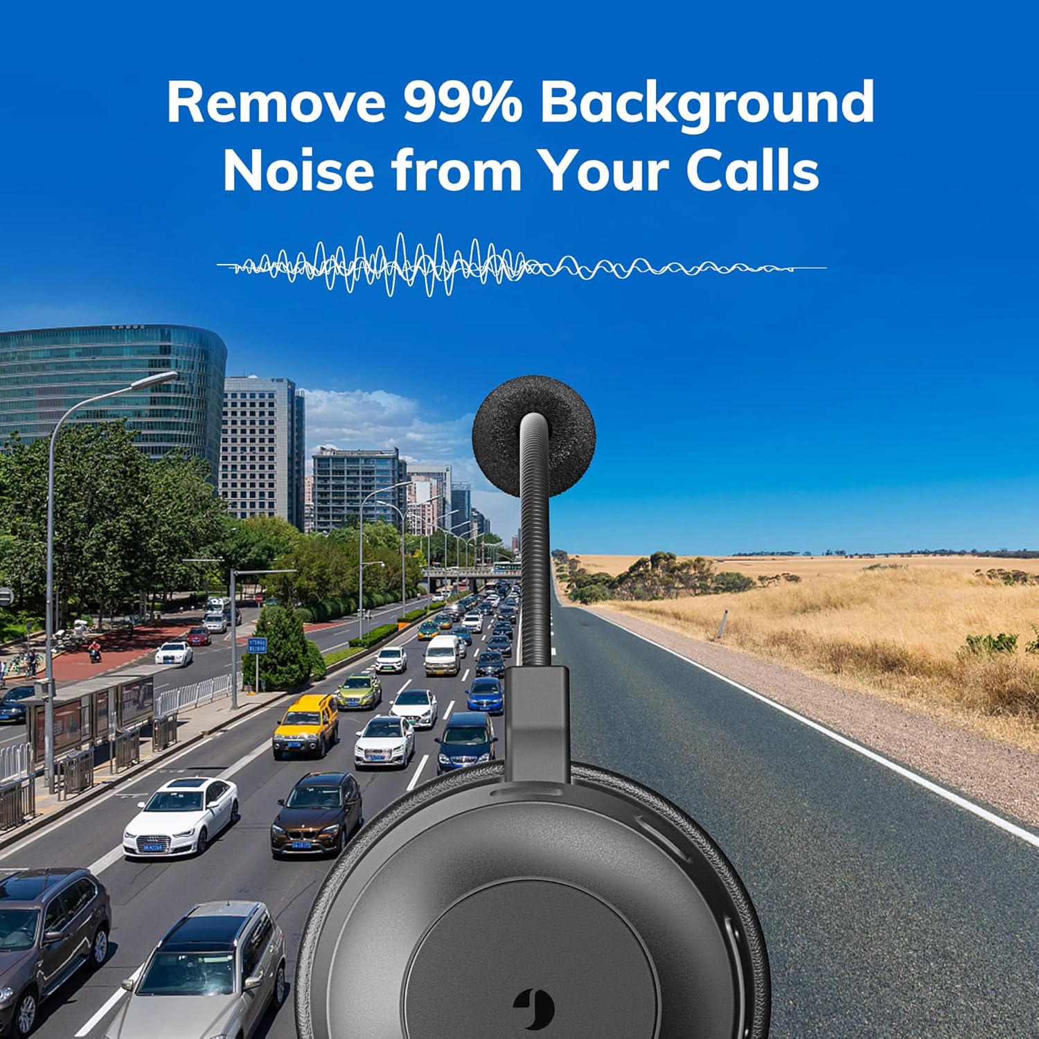 Wireless On-Ear Bluetooth Headset with Microphone, AI Noise Cancelling, 35 Hrs Talk Time, Pack of 2 N768650