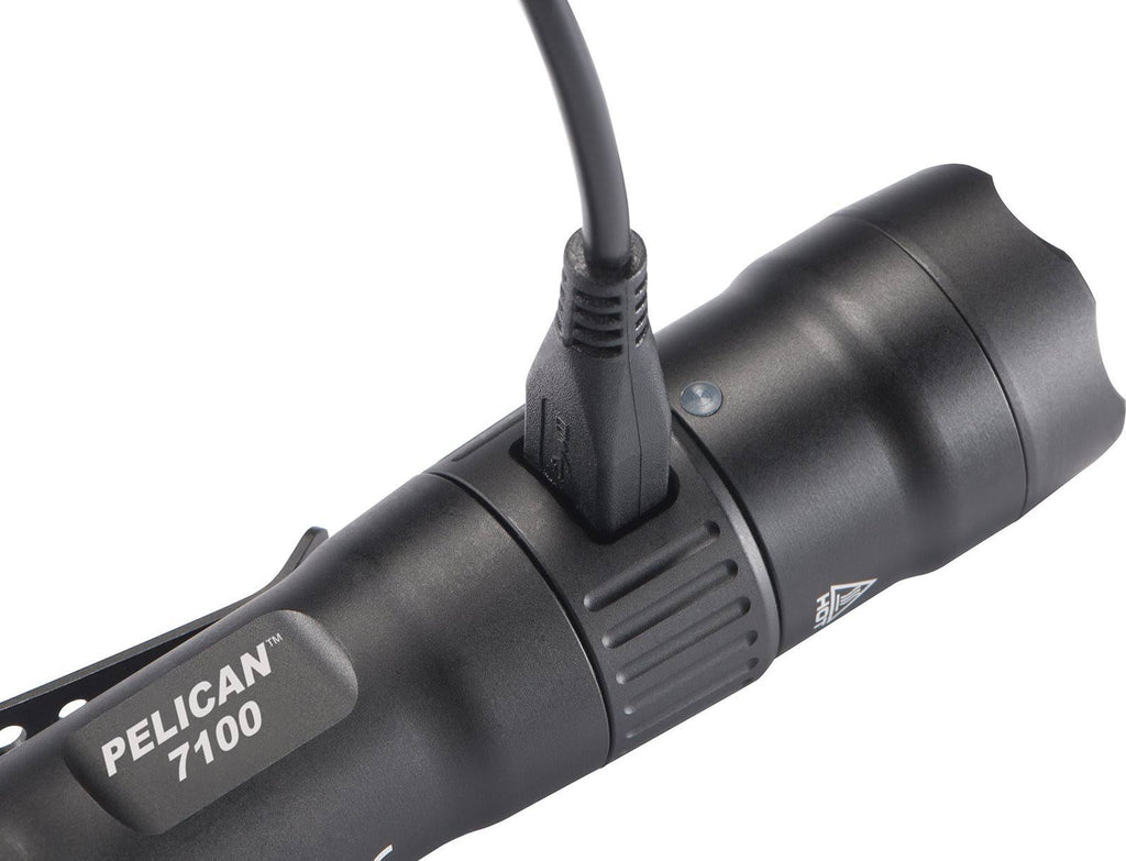 Black USB-Rechargeable Flashlight V8765