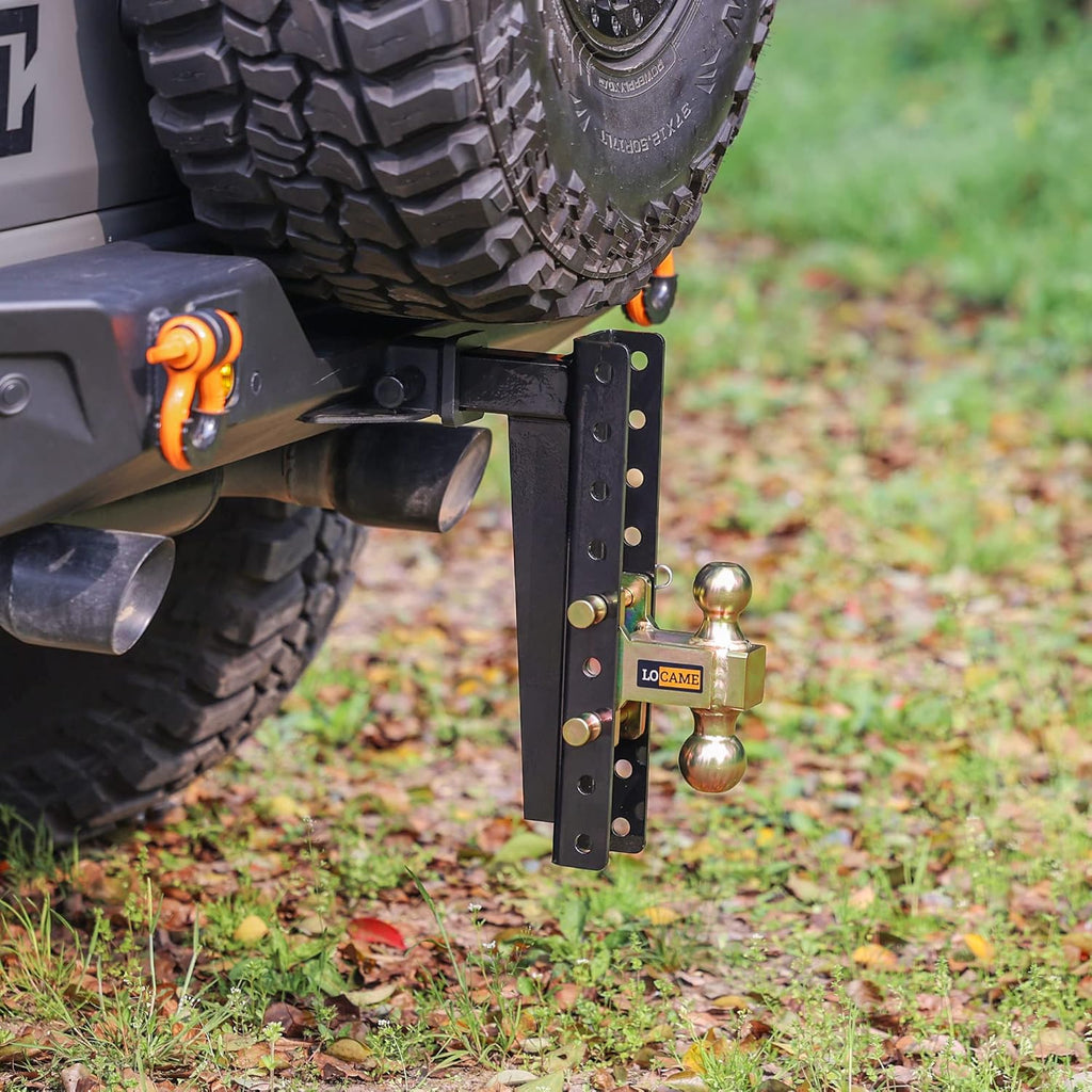 Adjustable Trailer Hitch, 2-Inch Receiver, 15-Inch Drop/Rise, 21,000 LBS GTW, Double Pins, Solid Ball Mount N428