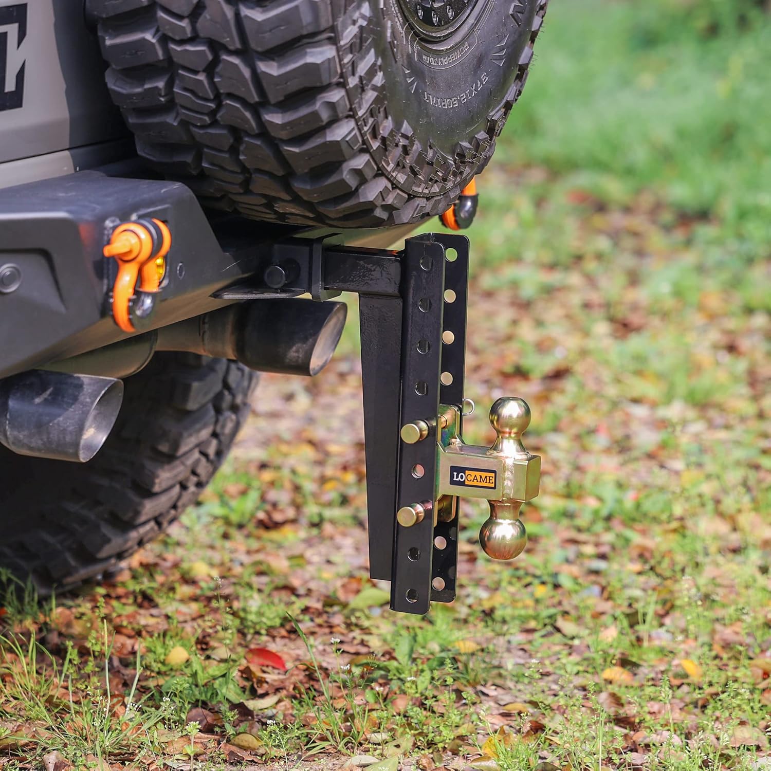 Adjustable Trailer Hitch, 2-Inch Receiver, 15-Inch Drop/Rise, 21,000 LBS GTW, Double Pins, Solid Ball Mount N428