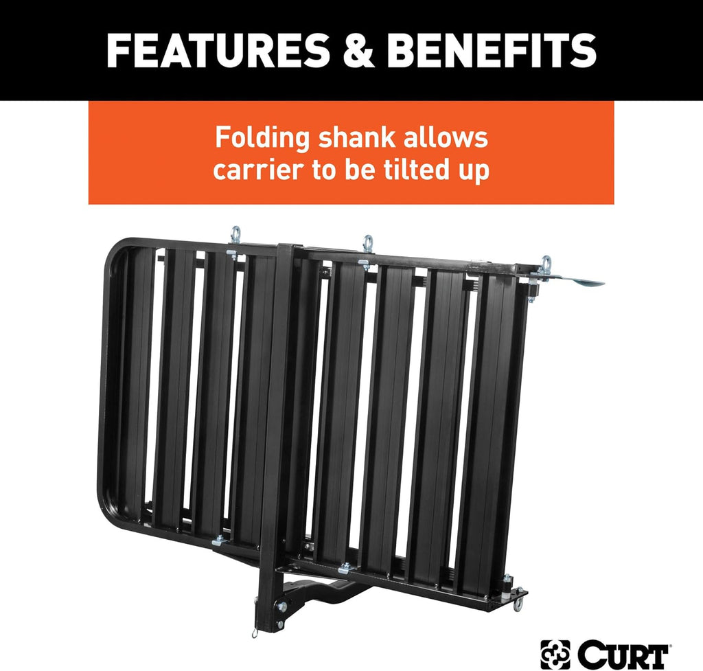 Black Aluminum Hitch Cargo Carrier with Ramp E9139