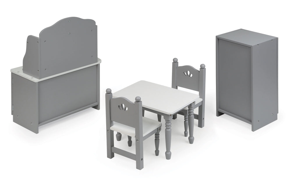 18 inch Doll Kitchen Furniture Set Gray White K643926
