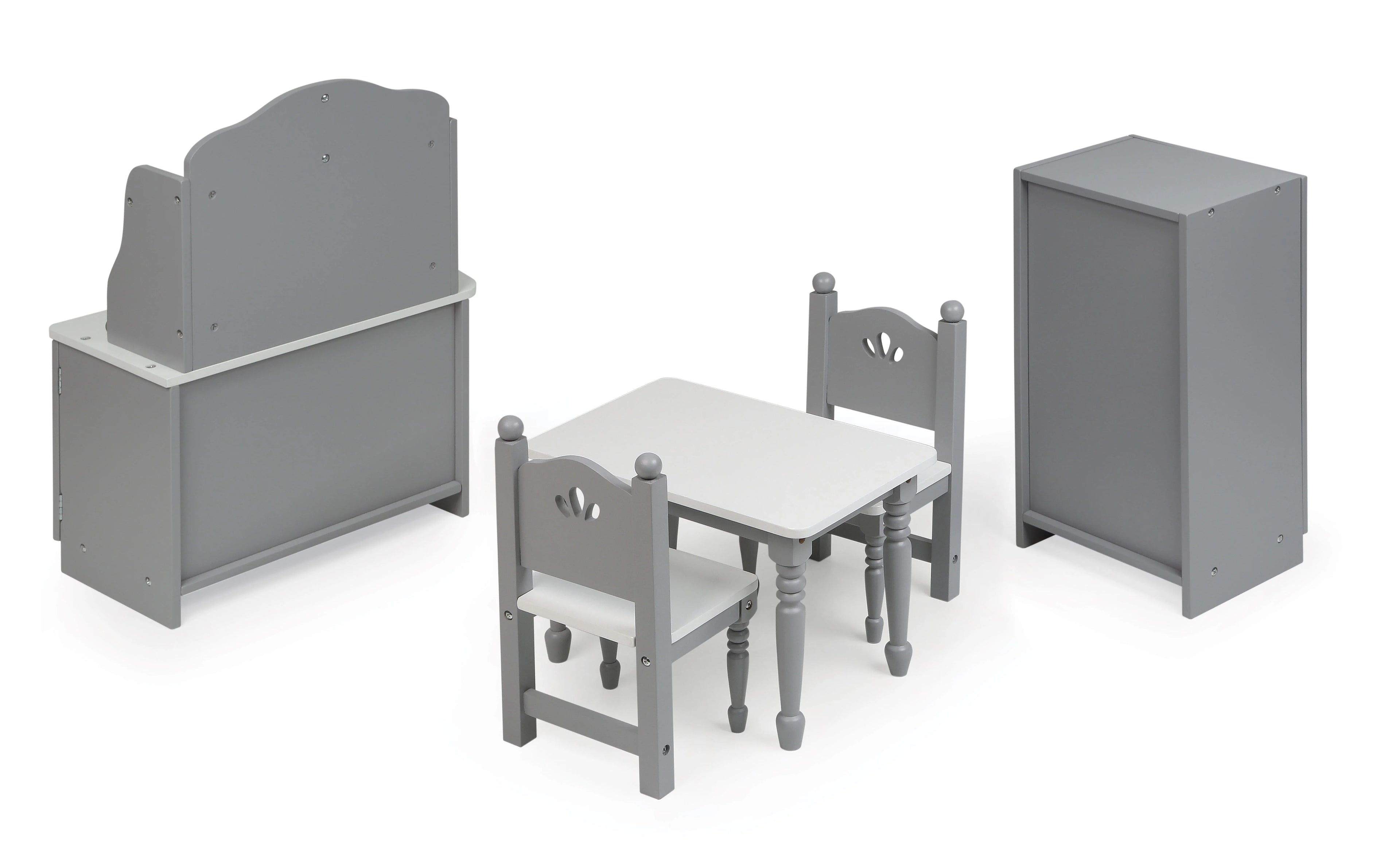18 inch Doll Kitchen Furniture Set Gray White K643926