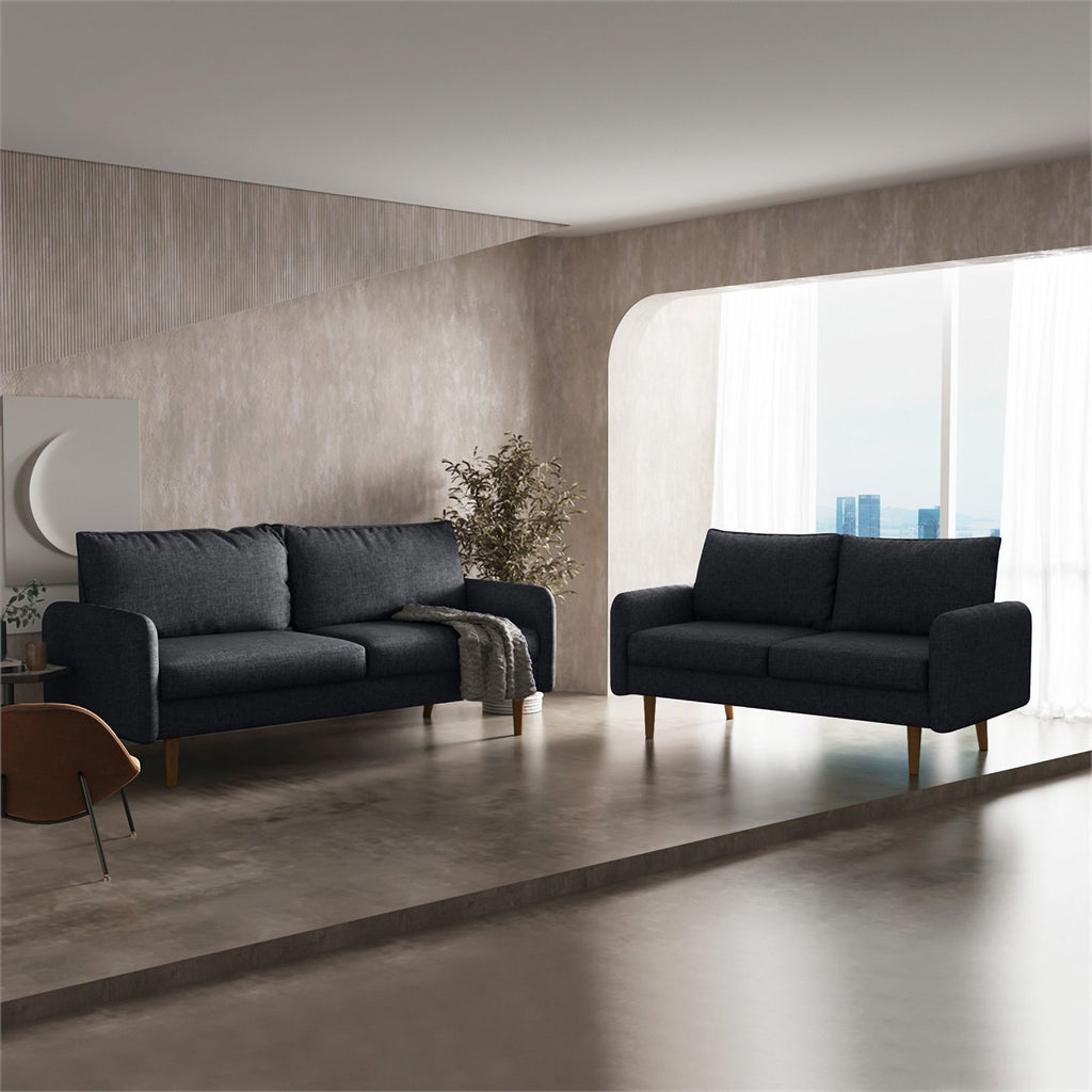 Black Fabric Standard Loveseat Z629