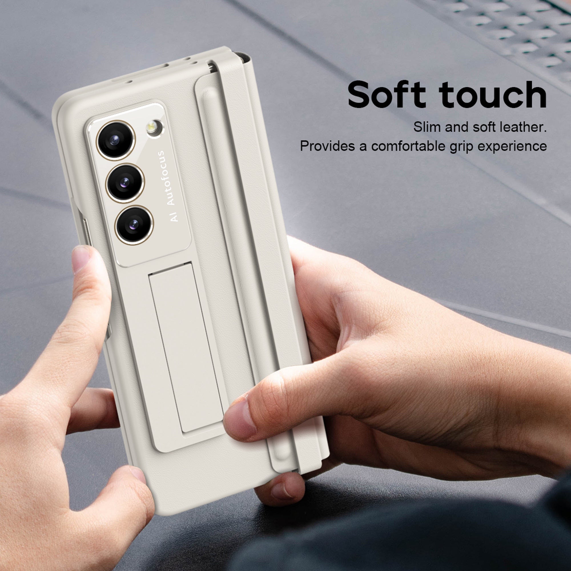 White PU Leather Case with S Pen Holder and Screen Protector H585636