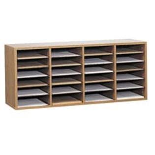 Grey 24-Compartment Wood Literature Sorter A2947
