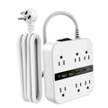 Surge Protector Power Strip with 6 Outlets and 4 USB Ports, 6.6ft White Flat Extension Cord L8242