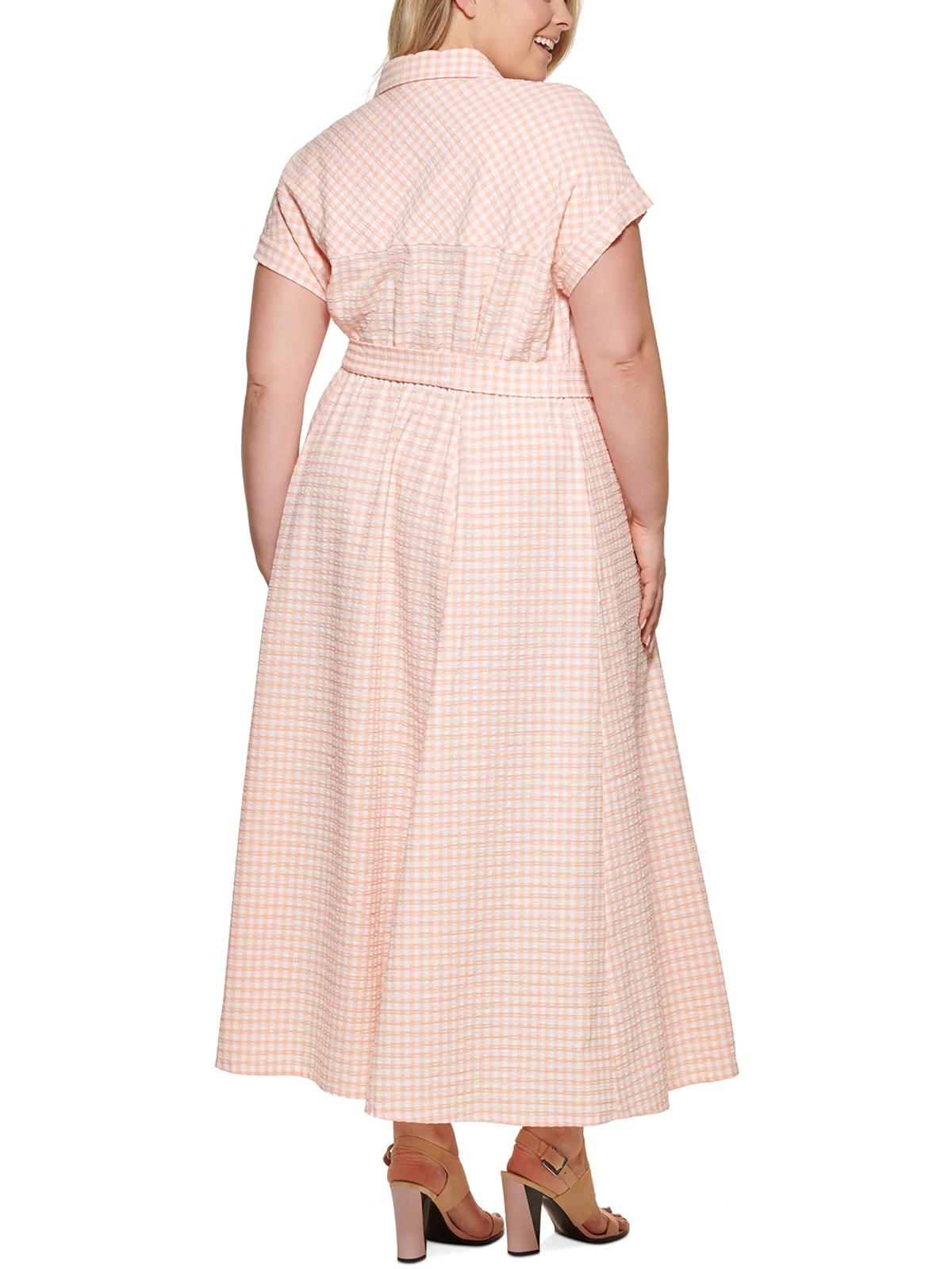 Plus Gingham Seersucker Shirtdress J757