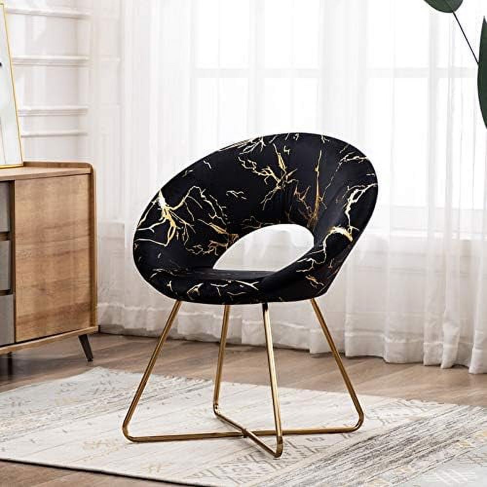 Khaki Velvet Upholstered Arm Chair with Golden Metal Frame Legs G484247