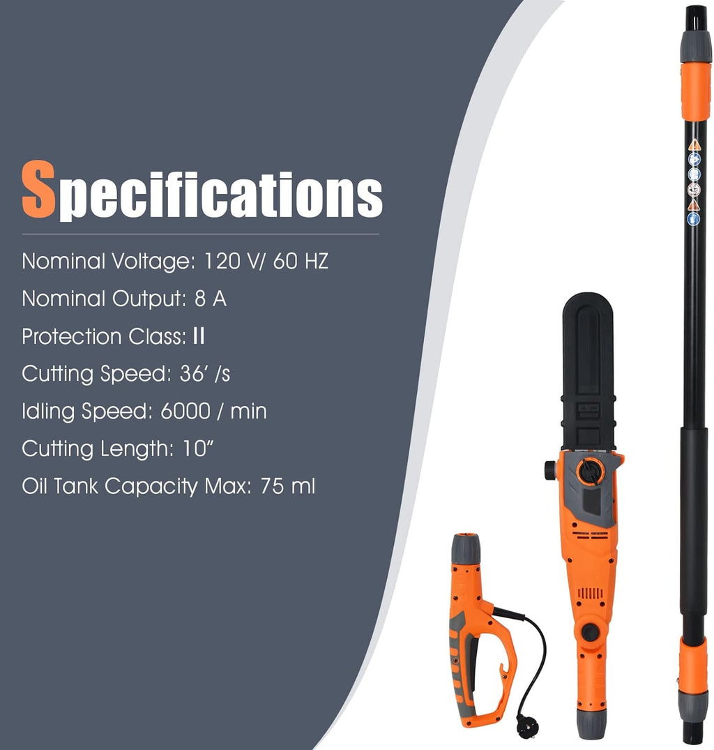 10 Inch 8 Amp Multi-Angle Pole Chain Saw with Telescoping Handle U546651