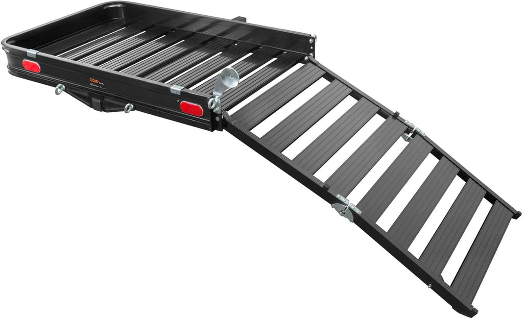 Black Aluminum Hitch Cargo Carrier with Ramp E9139