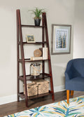 5-Shelf Ladder Bookcase, 72" Height, Espresso Finish N402
