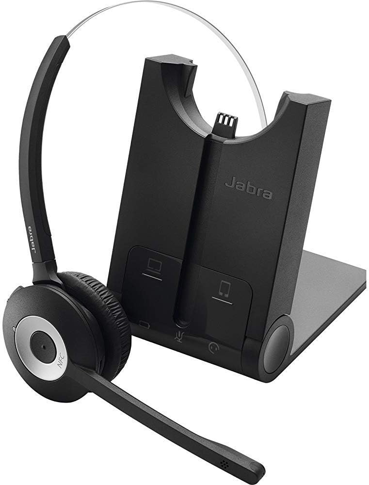 Wireless Bluetooth Headset with Headband Attachment and Base (Renewed) S1418