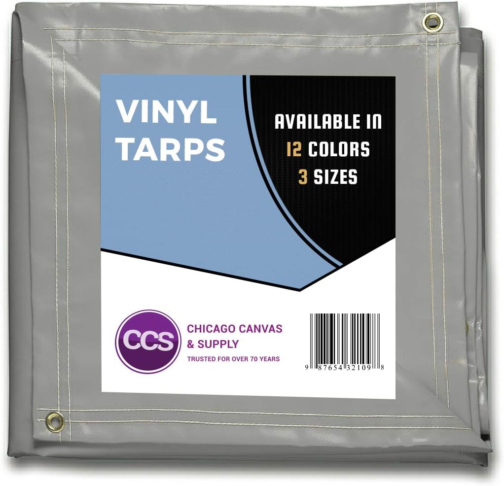 White 10 by 12 Feet Waterproof Vinyl Tarp with Rustproof Grommets X241