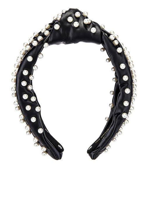 Faux Leather Pearl Knotted Headband Y287