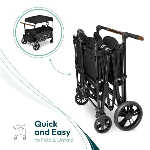 Navy 4 Seater Collapsible Wagon Stroller with 5-Point Harnesses J11133