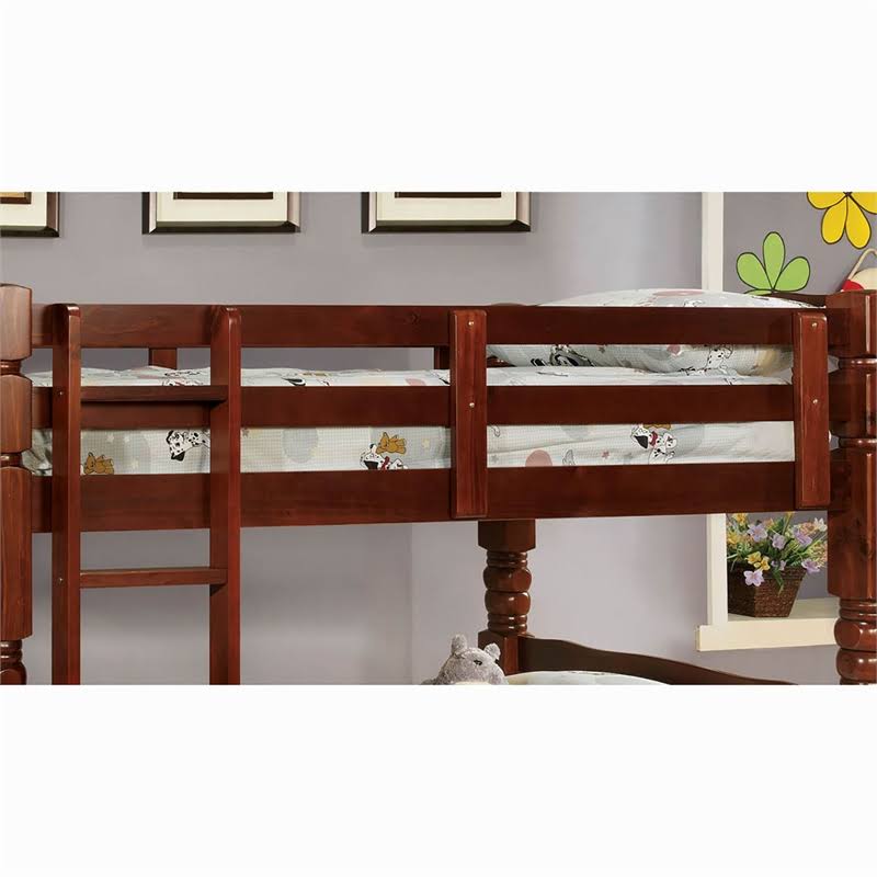 Twin Over Twin Wood Bunk Bed in Cherry Q948