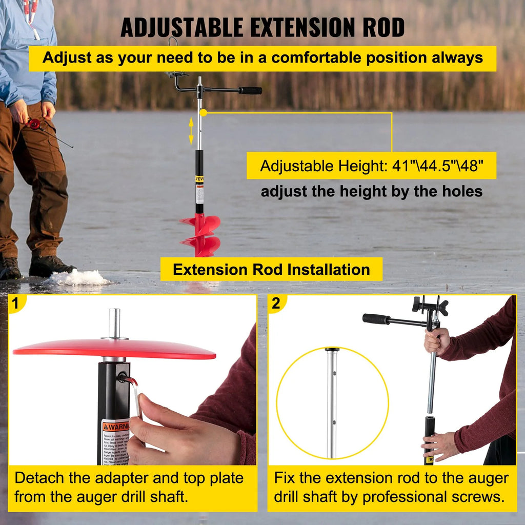 8'' Ice Drill Auger with Nylon Bit and Rubber Handle B124225