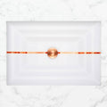 White Glass Rectangular Sink with Copper Accent T697