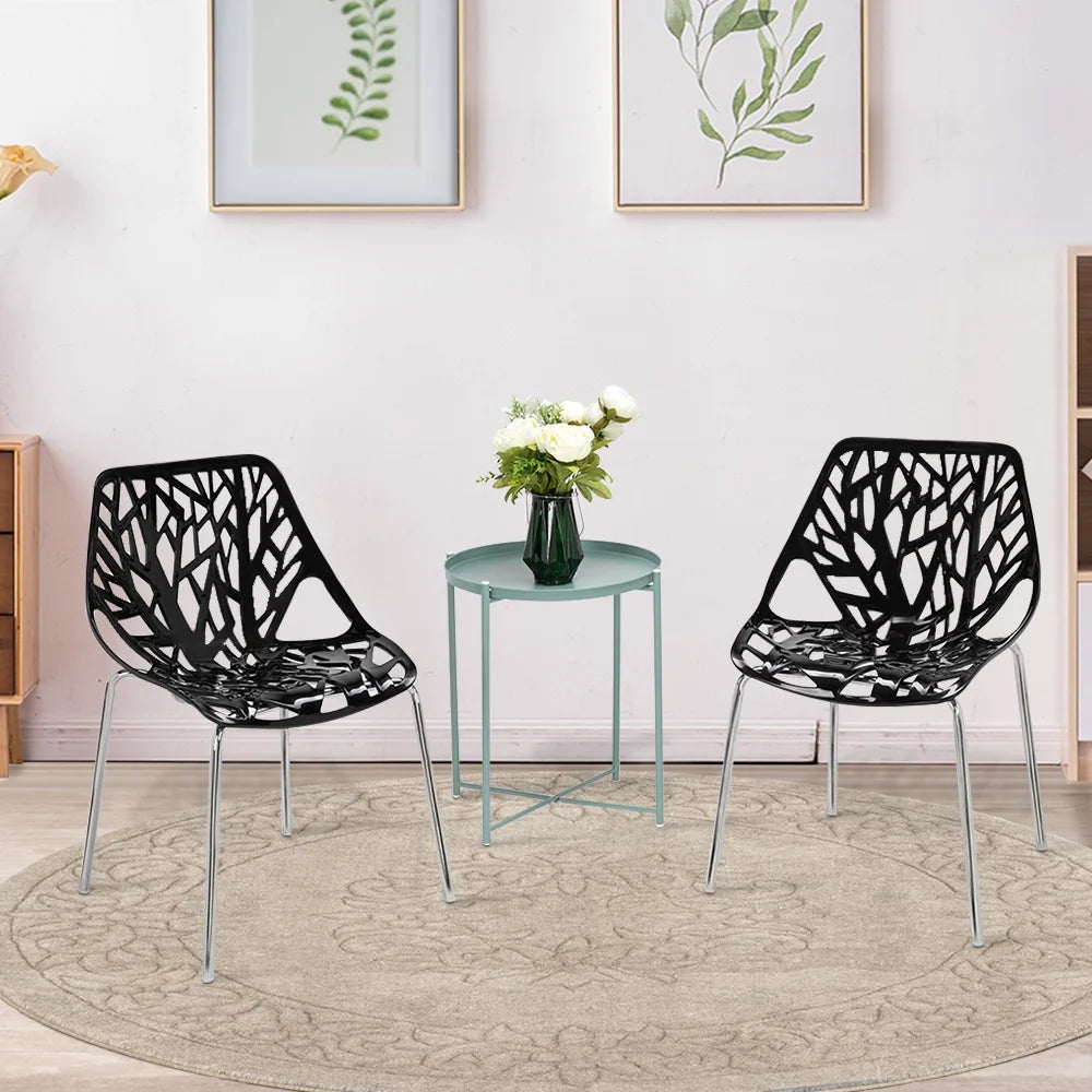 Black Stackable Birch Dining Chairs Set of 6 V1534