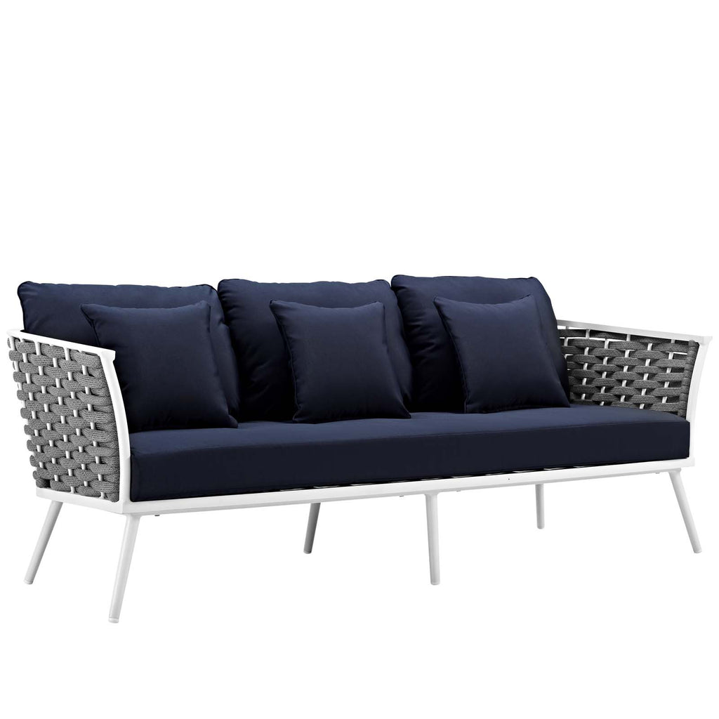 White Navy 3 Piece Aluminum Outdoor Sectional Sofa Set J91308