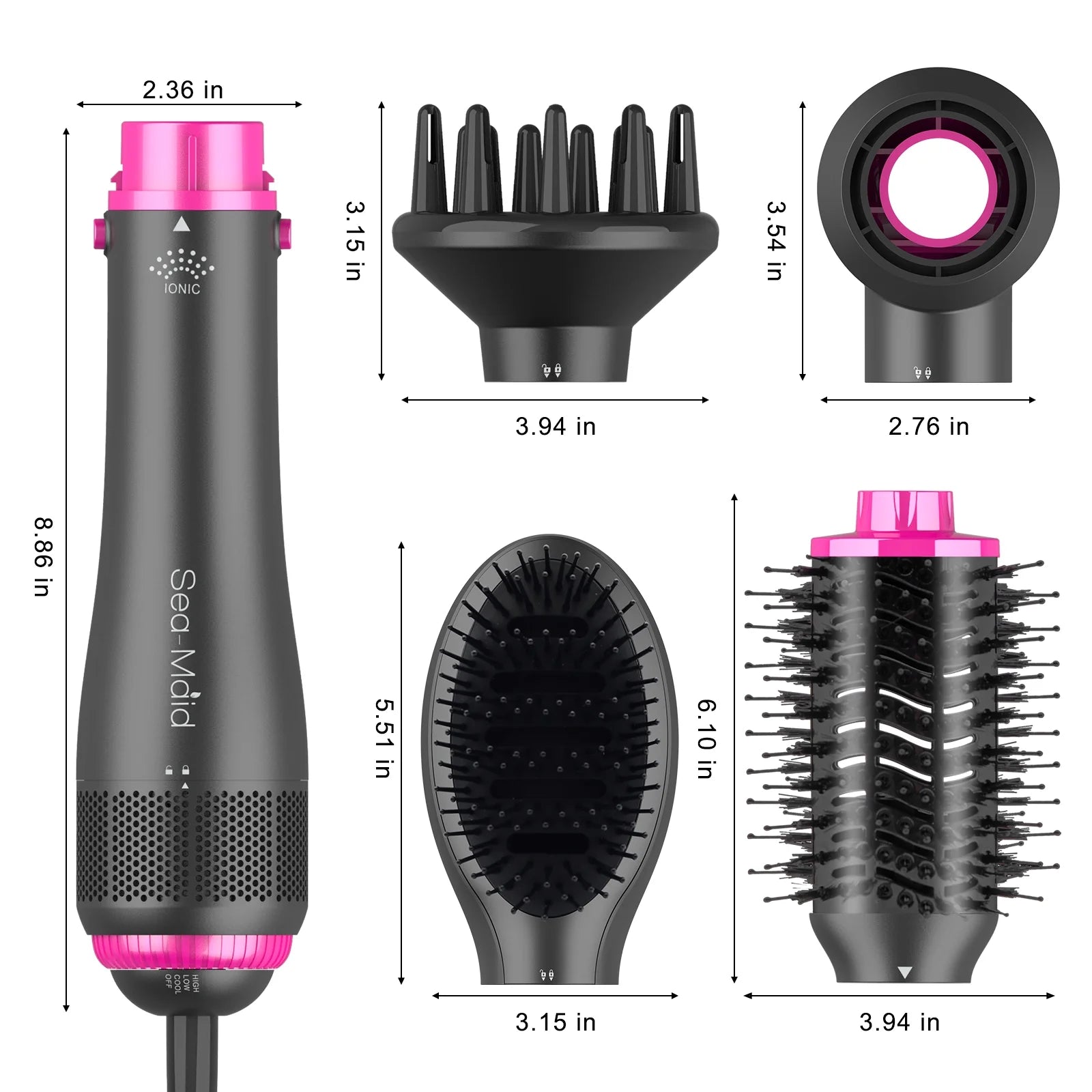 Black 4 in 1 Blow Dryer Brush A726000