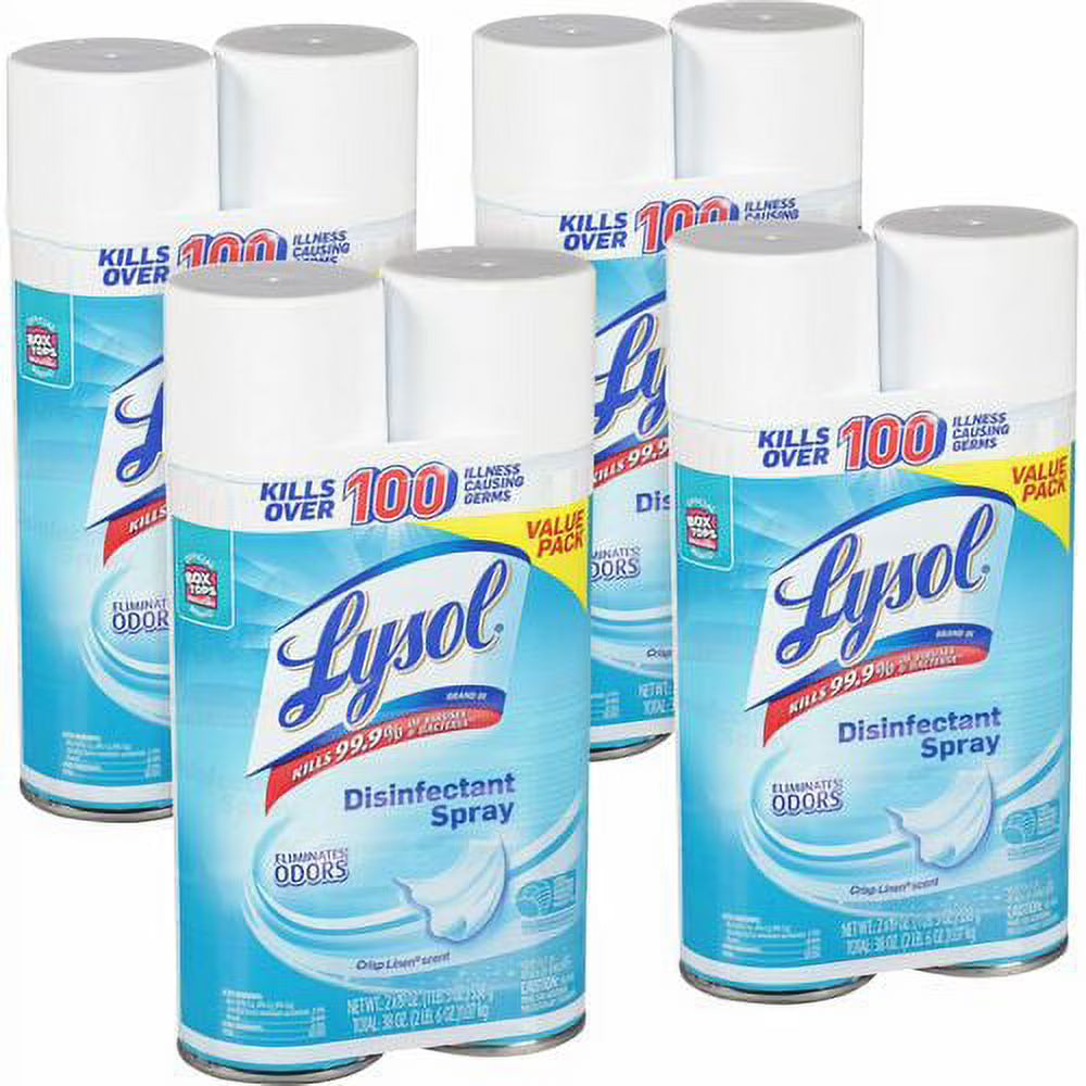 Linen Disinfectant Spray, 19 oz, Crisp Linen Scent, Bundle of 2 Cartons W9956
