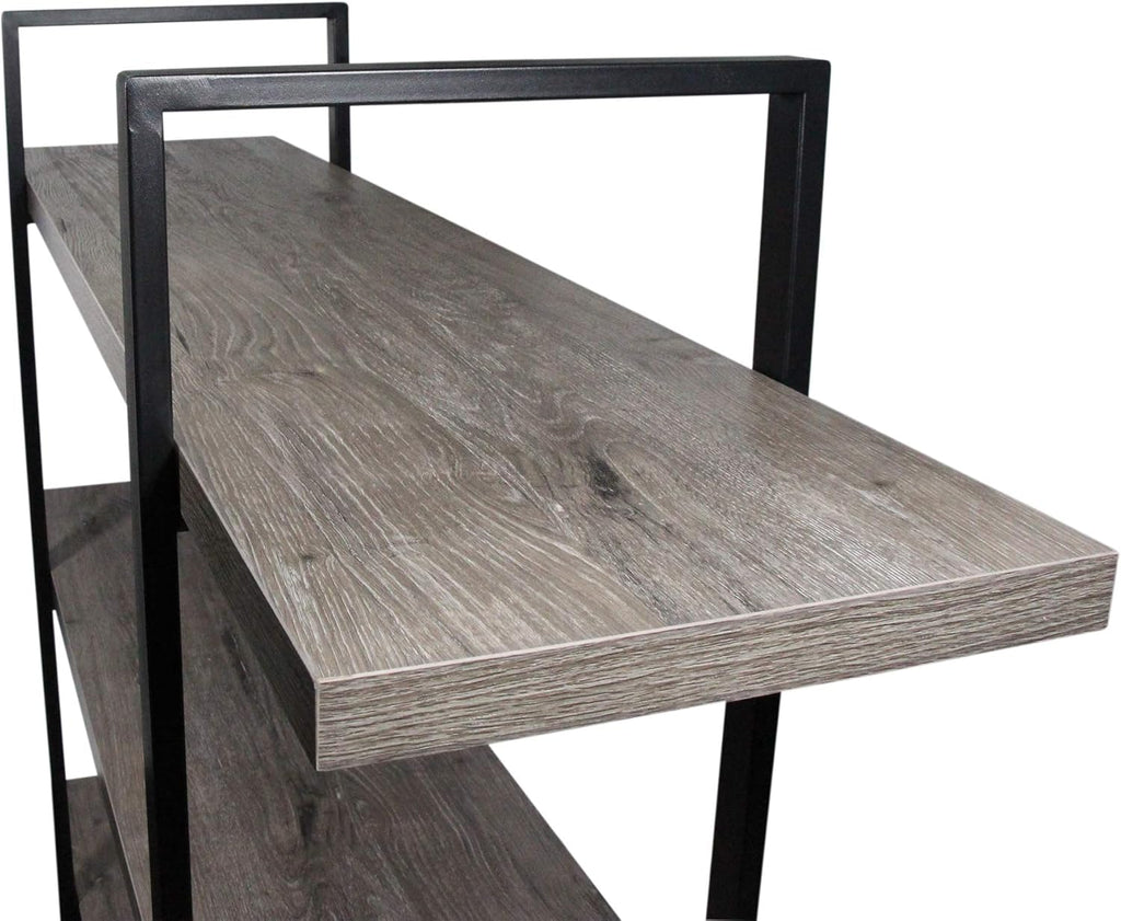 Gray Oak 4-Tier Metal and Wood Bookshelf F216568