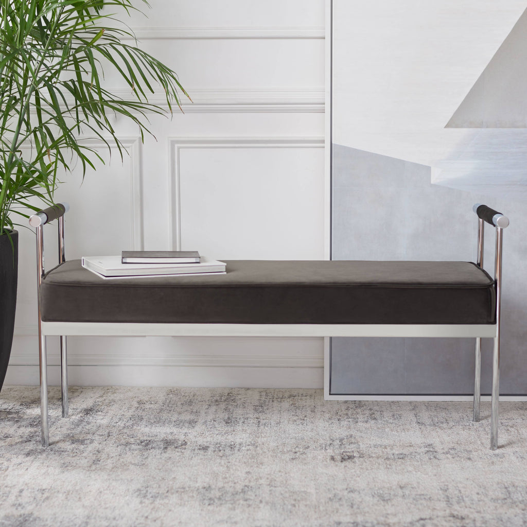 Navy Rectangle Bench with Arms Z590