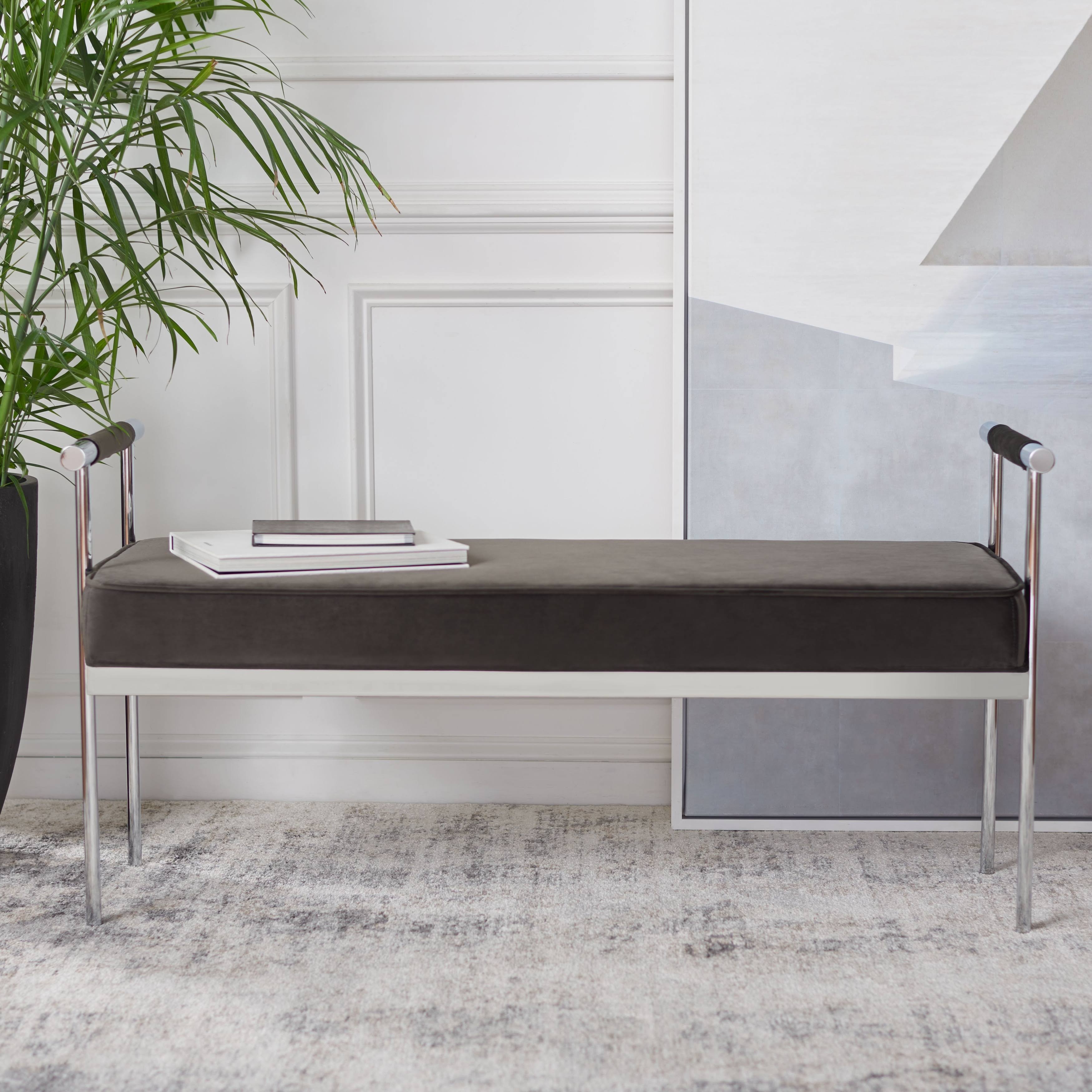 Navy Rectangle Bench with Arms Z590