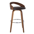 26" Faux Leather Wood Counter Stool in Brown/Walnut X92352