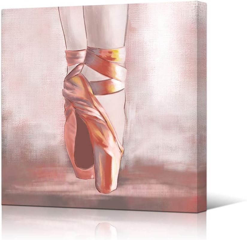 Pink Ballet Shoes Canvas Framed Artwork 24x24 D241