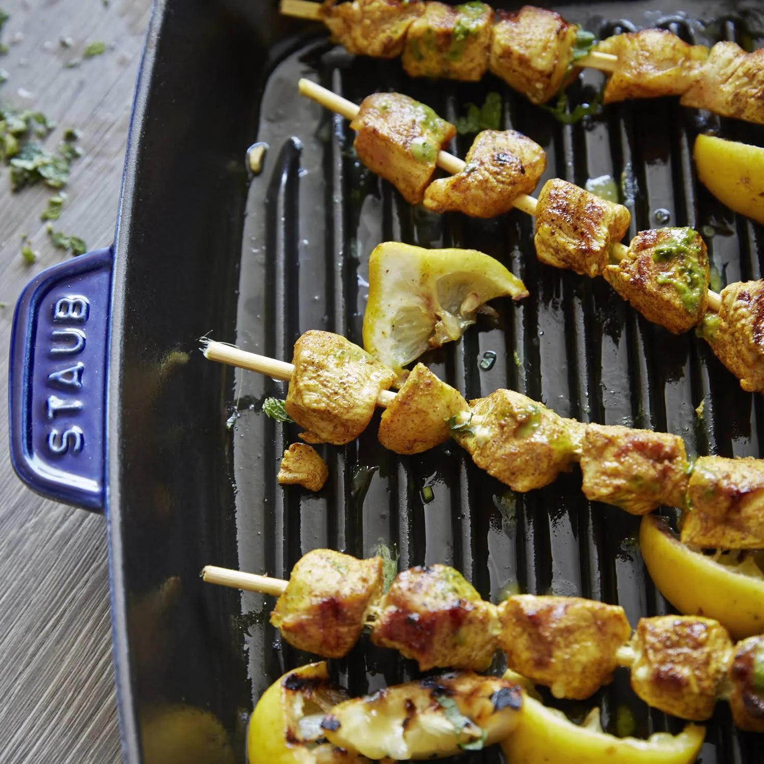 Cast Iron Square Grill Pan, 12-in, Dark Blue J21992