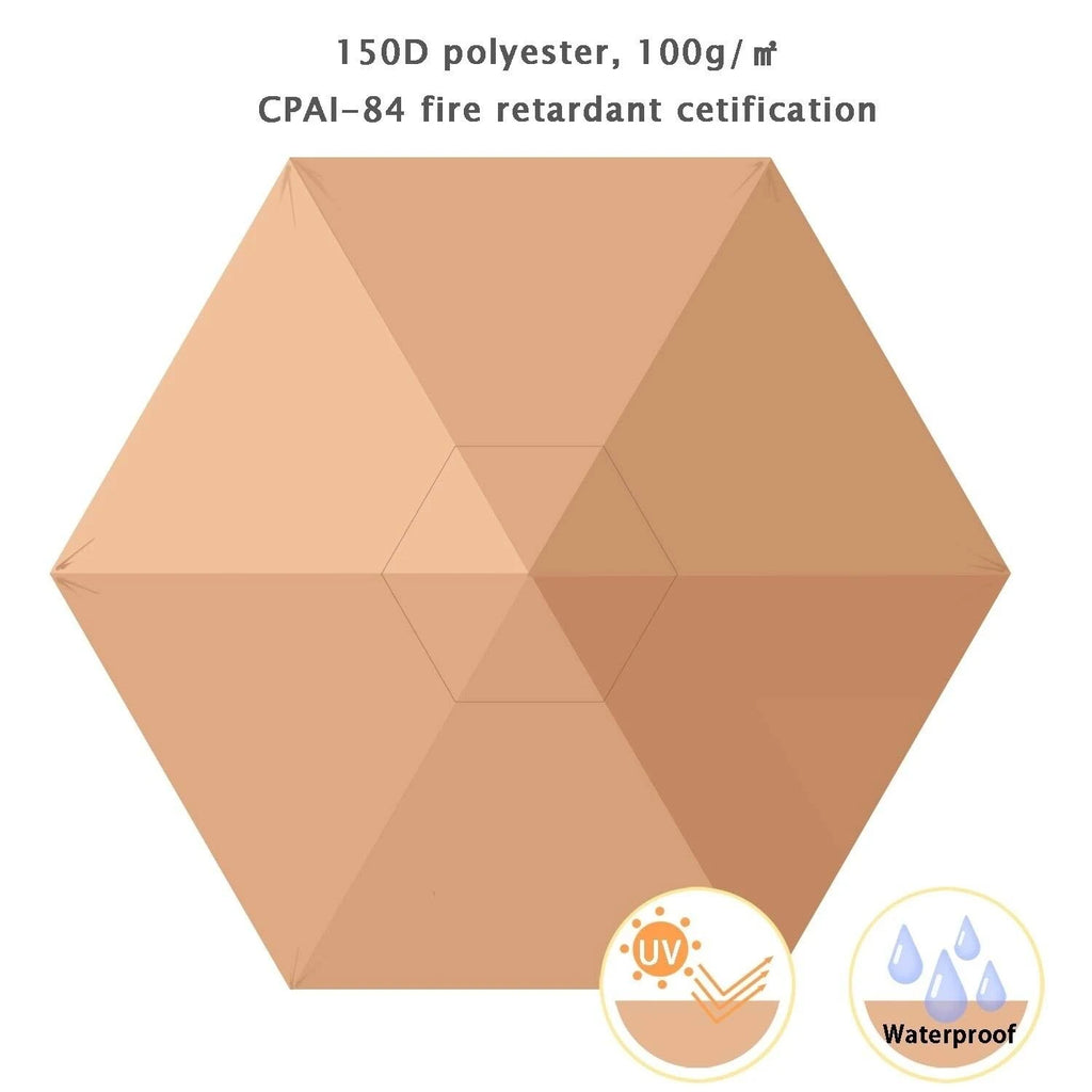 Coffee Brown Beige Hexagon Pop Up Canopy Tent with Sidewalls A850