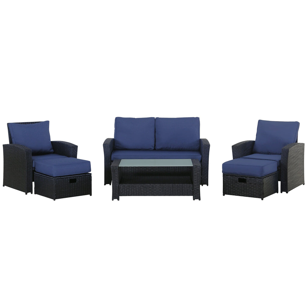 6-piece Rattan Wicker Outdoor Sectional Sofa I37983