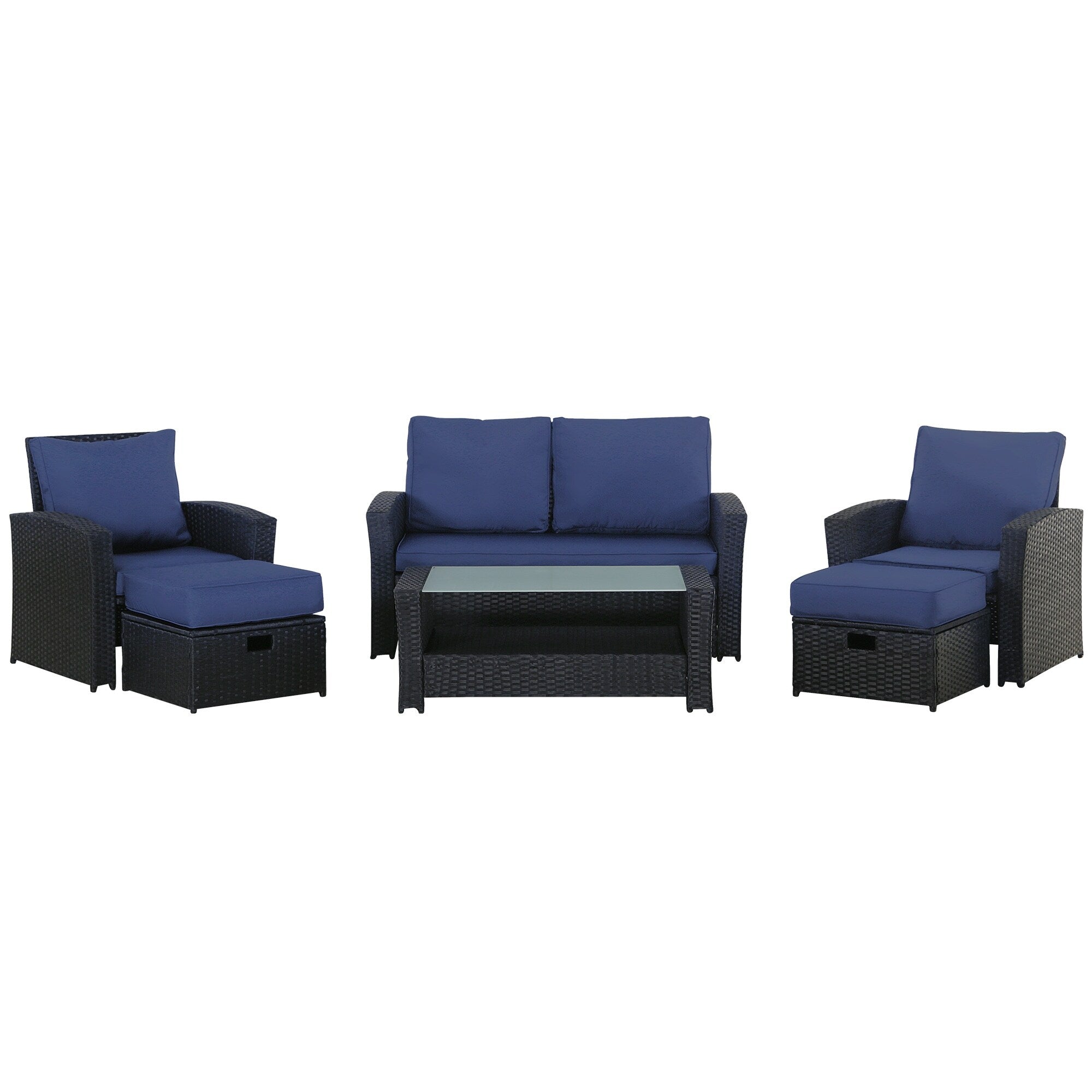 6-piece Rattan Wicker Outdoor Sectional Sofa I37983