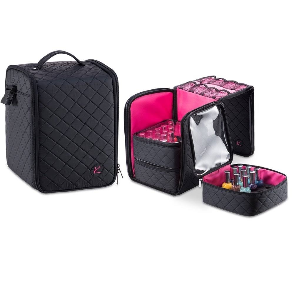 Black Soft-Sided Nail Polish Organizer Case K8406