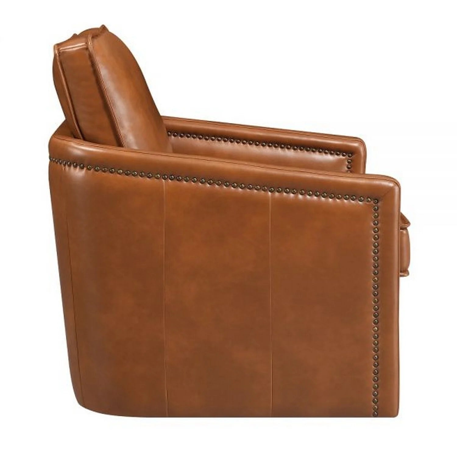 Brown Faux Leather Swivel Accent Chair F15467