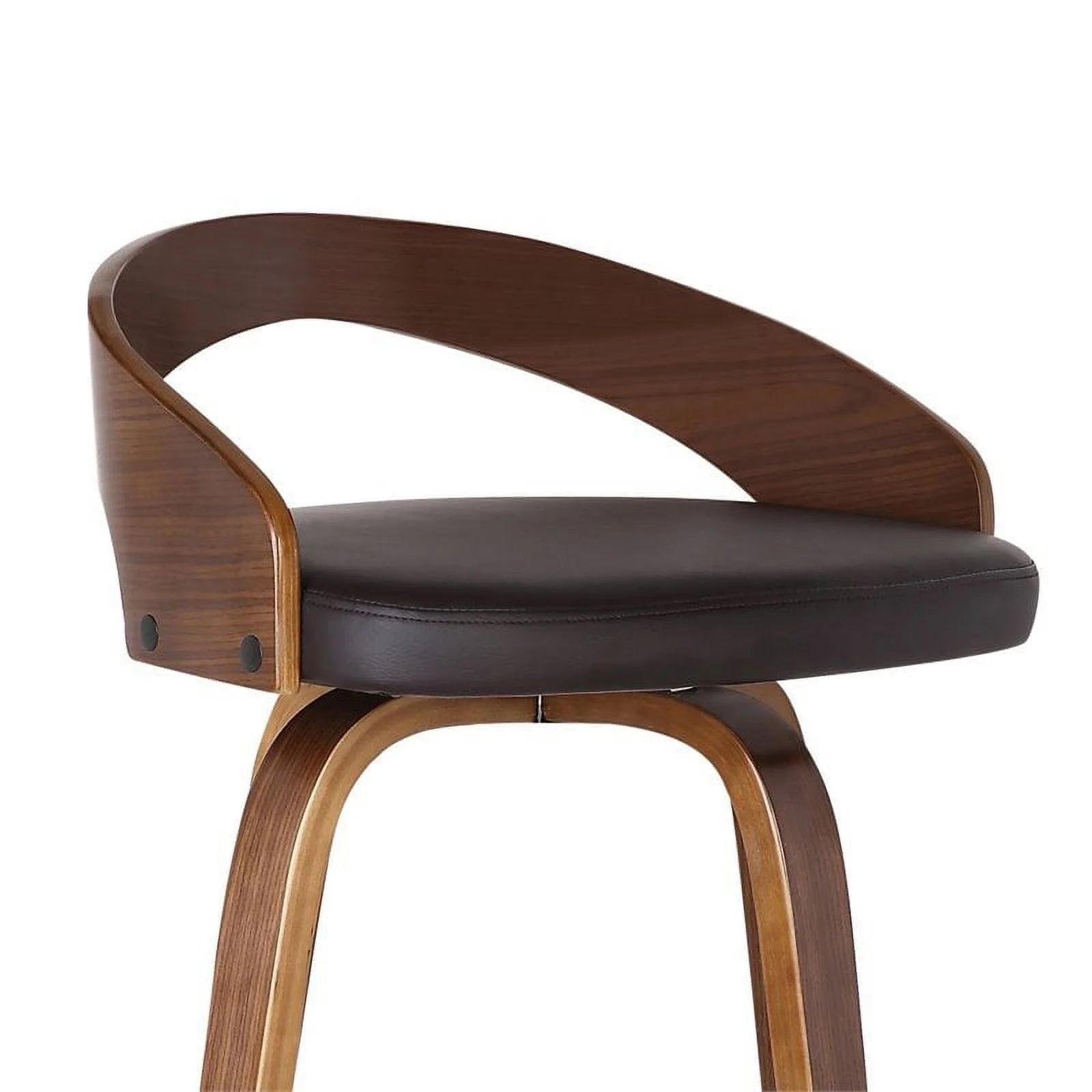 26" Faux Leather Wood Counter Stool in Brown/Walnut X92352