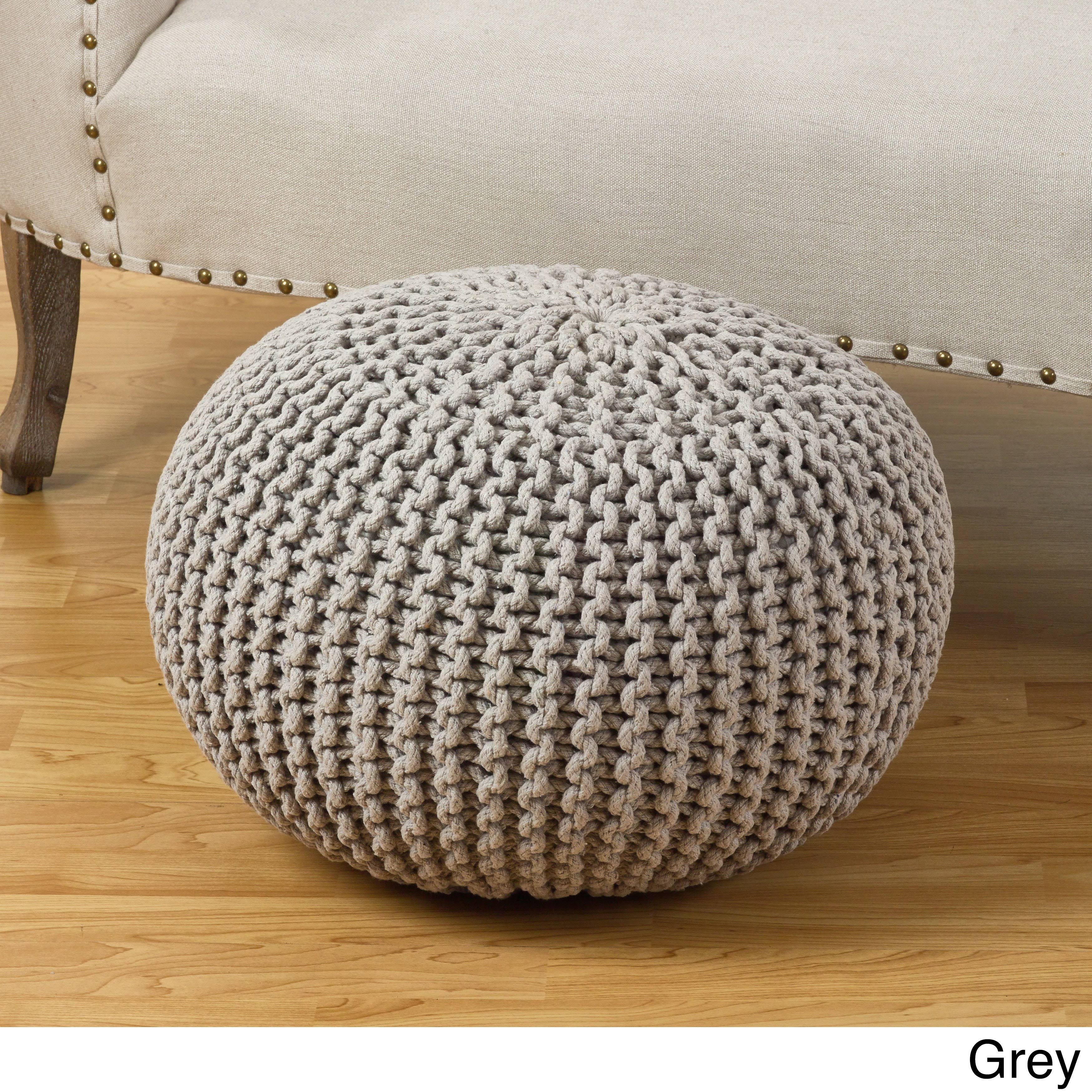 Slate Cotton Twisted Rope Ottoman U28916