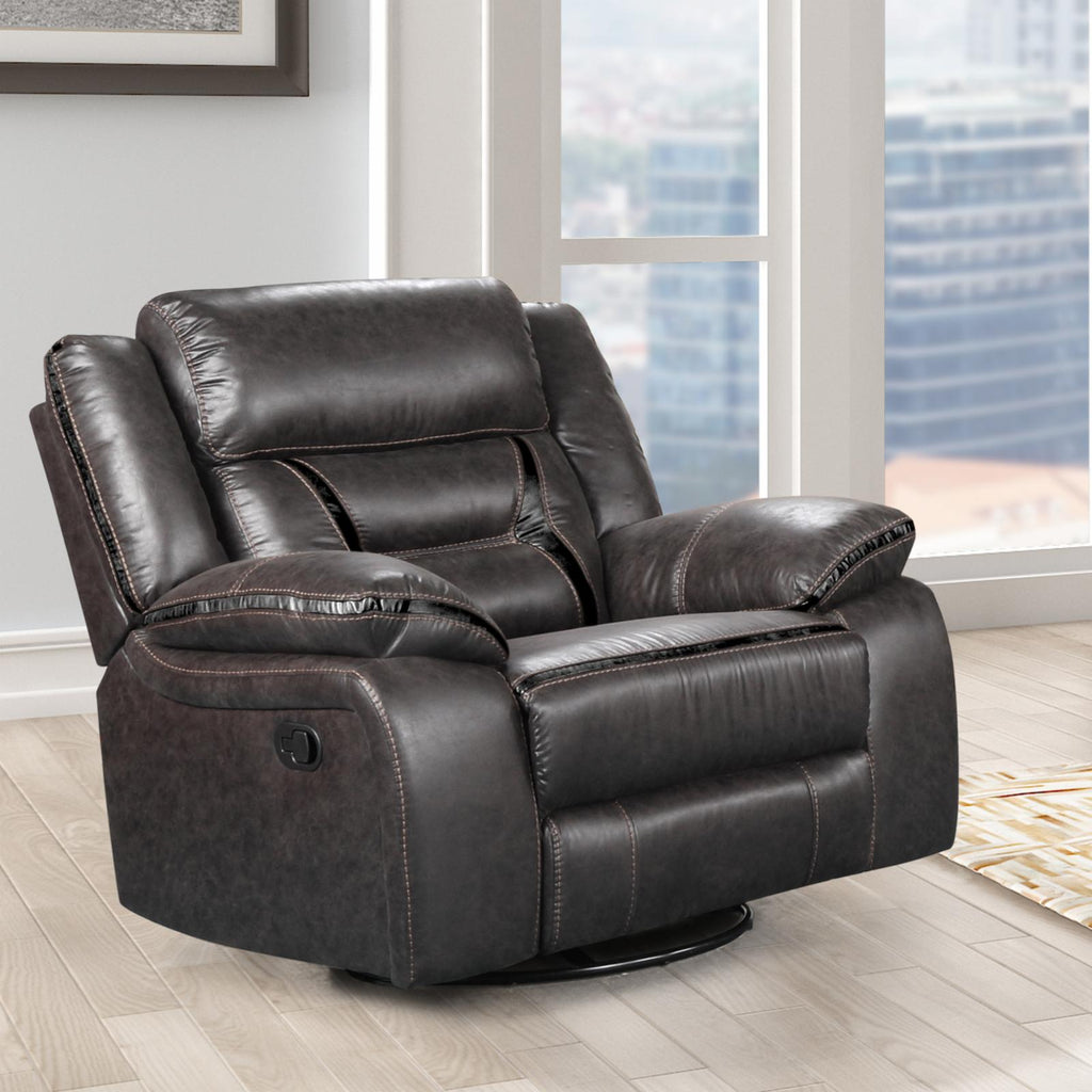 Dark Chesnut Manual Recliner Chair with Console K49923