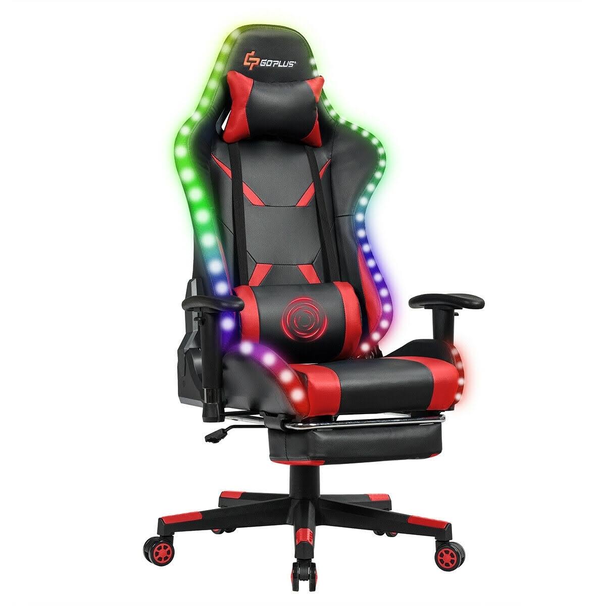 Red Massage Gaming Chair with RGB LED Lights S675