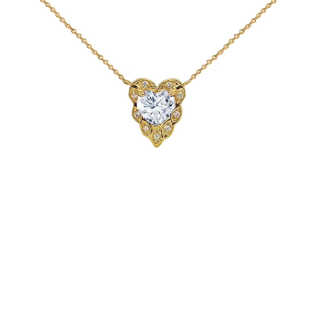 Emerald Green 10K Yellow Gold Birthstone Heart-Shaped Pendant Necklace with 22" Chain Y11722