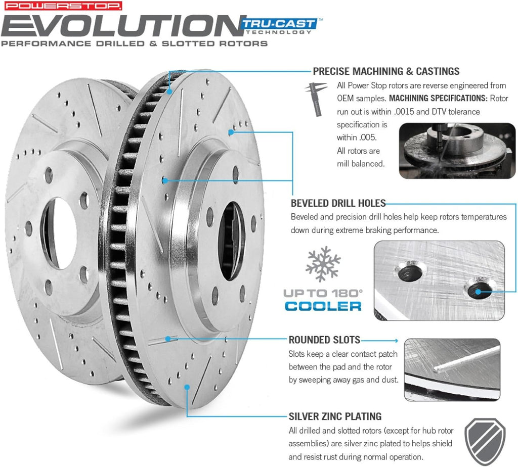 Front Z23 Carbon Fiber Brake Pads with Drilled & Slotted Brake Rotors Kit U2649