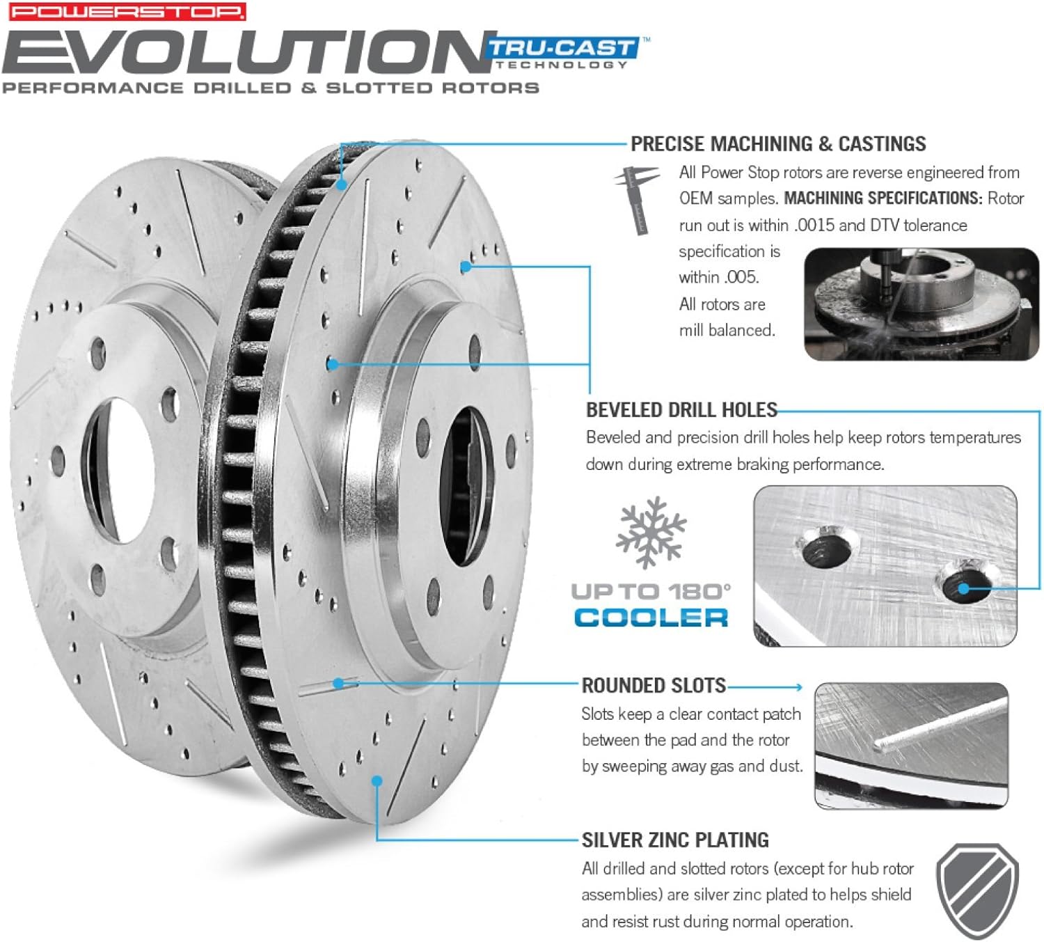 Front Z23 Carbon Fiber Brake Pads with Drilled & Slotted Brake Rotors Kit U2649